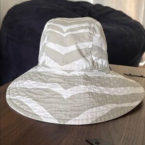 Coach Beige and White Striped Patterned Bucket Hat